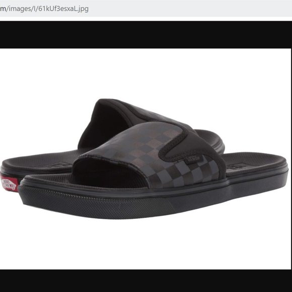vans slides checkerboard black